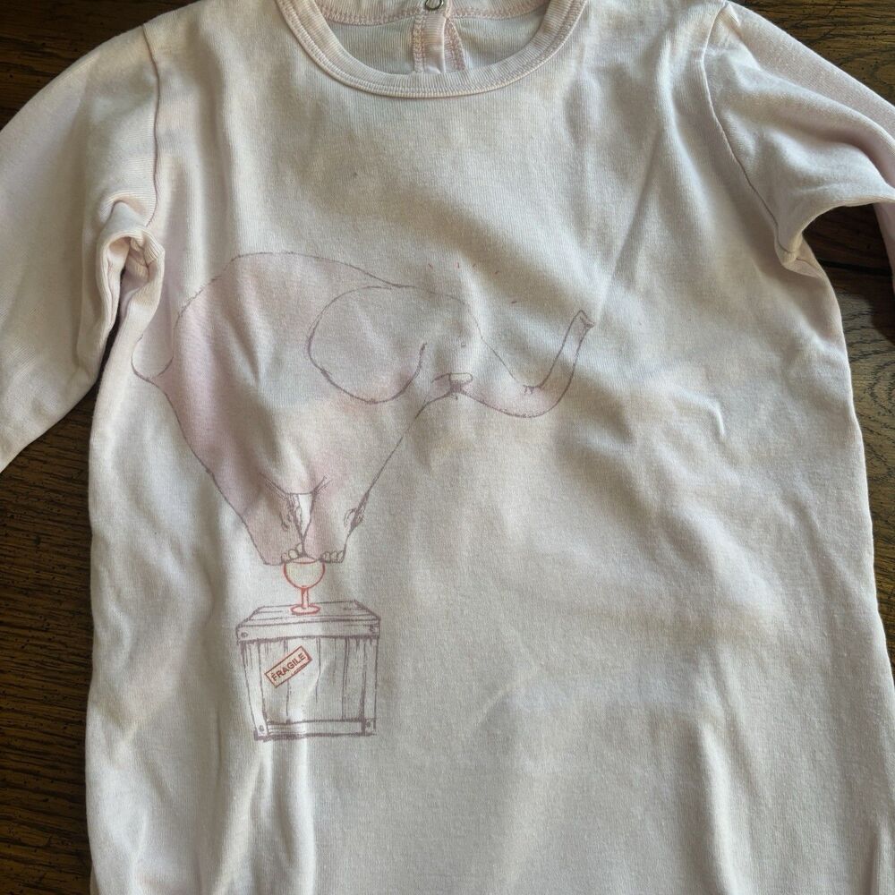 Petit Bateau Baby White Long Sleeve Bodysuit 18 Months‎ Cotton Circus Animals - Picture 6 of 11